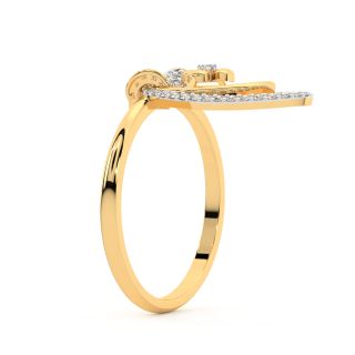 Golden Flower Design Diamond Ring