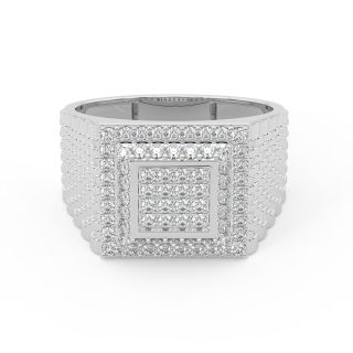 Minimal Square Diamond Ring For Him