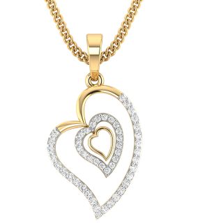 Triple Layer Heart Design Diamond Pendant