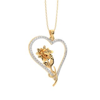 The Rose in Heart Shaped Pendant