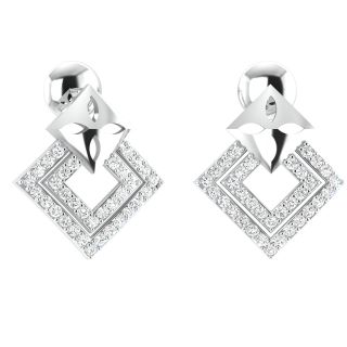Double Square Round Diamond Earrings