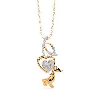 Stylish Apple Heart Diamond Pendant