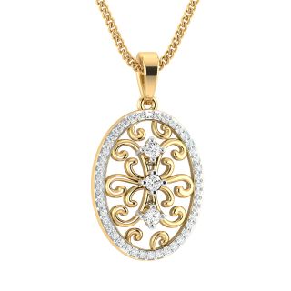 Oval Design Diamond Pendant