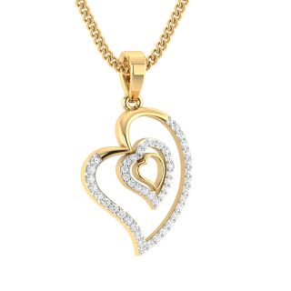 Triple Layer Heart Design Diamond Pendant