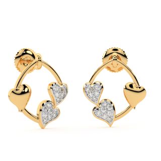 Gold Hearty Hit Diamond Stud Earrings