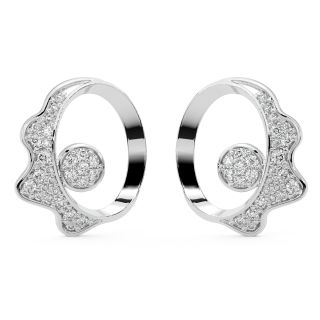Amoeba Design Diamond Stud Earrings