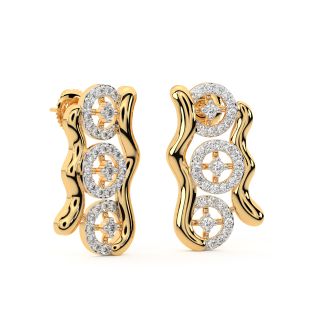 Wheel Design Diamond Stud Earrings