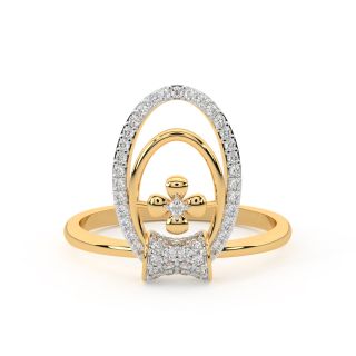 Golden Flower Design Diamond Ring