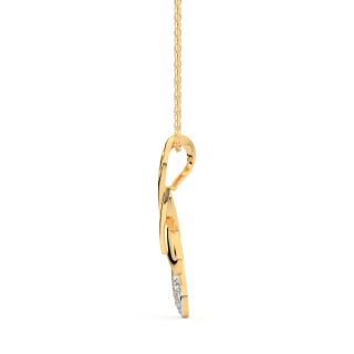 Gold Leaf Drop Diamond Pendant