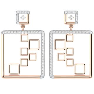 Stylish Inter-Square Diamond Dangler Earrings