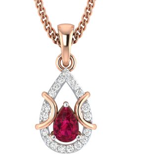 Robin Red Stone Diamond Pendant For Office Wear