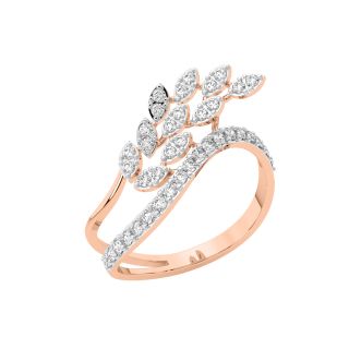 Charming Leave Diamond Ring