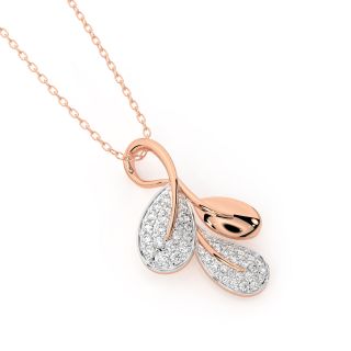 Gold Leaf Drop Diamond Pendant