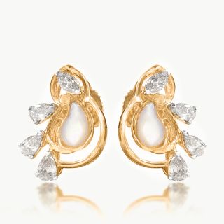 Pear Petal Swirl Diamond Studs