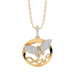 Butterfly Round Diamond Pendant Set