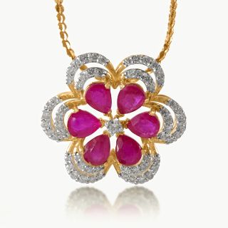 Ruby Studded Diamond Pendant
