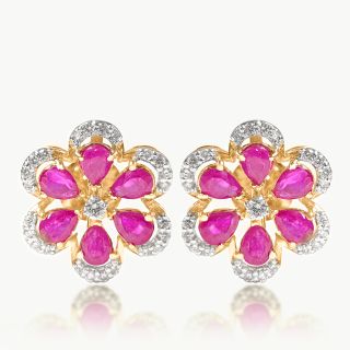 Ruby Studded Diamond Studs