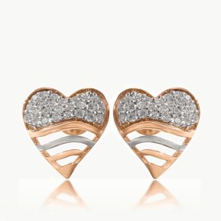 Wavy Heart Diamond Studs