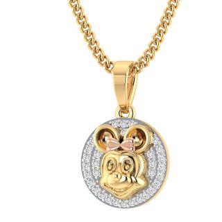 Minnie Mouse Diamond Pendant For Kids