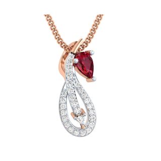 Valery Red Stone Diamond Pendant For Office Wear