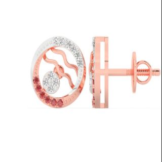 Crimson Wave Circle Diamond  Studs