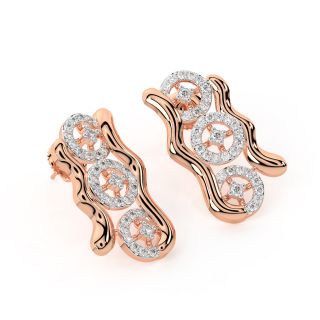 Wheel Design Diamond Stud Earrings