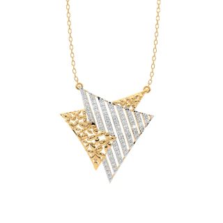 Triangle Interlocked Diamond Pendant With Linked Chain