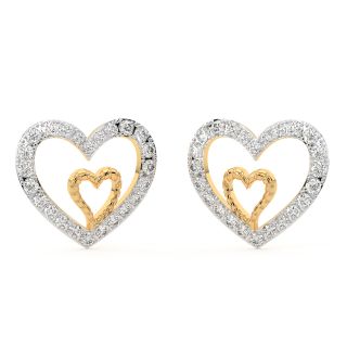 Heart Dual Tone Diamond Stud Earrings