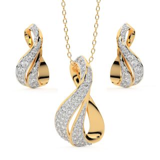 Elean Round Diamond Pendant Earring Set