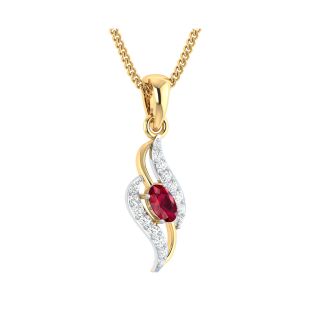 Aila Red Stone Gold and Diamond Pendant For Her