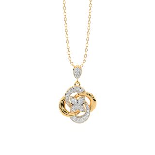 Golden Interlinked Diamond Pendant