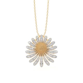 Golden Sunflower Diamond Pendant