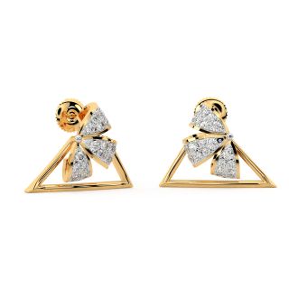 Acute Angle Diamond Stud Earrings