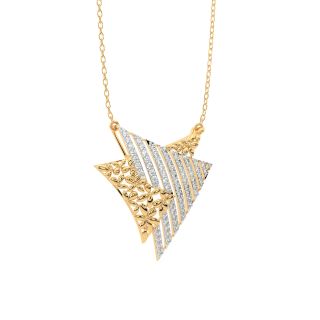 Triangle Interlocked Diamond Pendant With Linked Chain