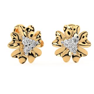 5 Petal Diamond Stud Earrings