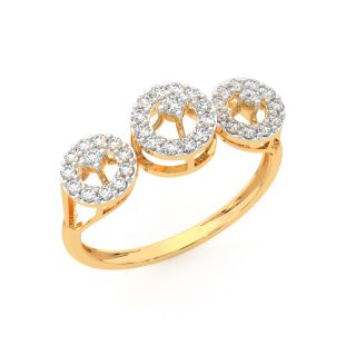 Tri Circle Diamond Engagement Ring