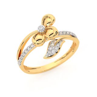 Minimal Flower Diamond Engagement Ring