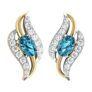 Nicole Blue Stone Diamond Stud Earrings