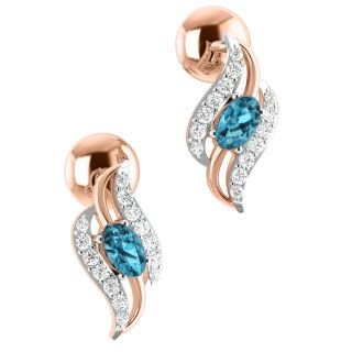 Nicole Blue Stone Diamond Stud Earrings