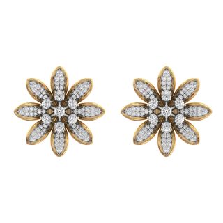 Garnet Round Diamond Stud Earrings