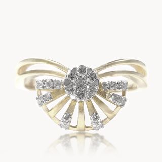 Half Moon Flower Diamond Ring