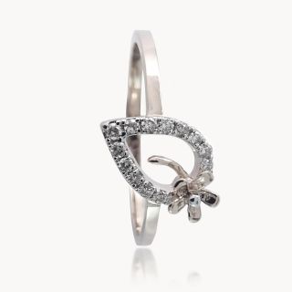 Ashmik Pear Design Diamond Flower Bow Ring