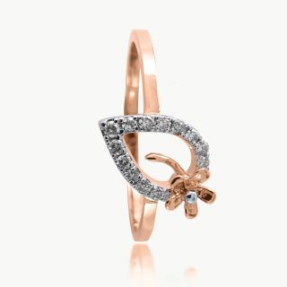 Ashmik Pear Design Diamond Flower Bow Ring