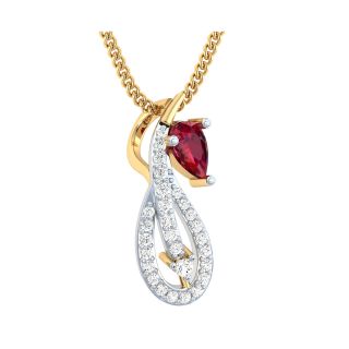 Valery Red Stone Diamond Pendant For Office Wear