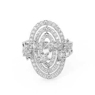 Oval Floral Design Diamond Ring