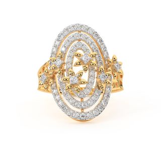 Oval Floral Design Diamond Ring