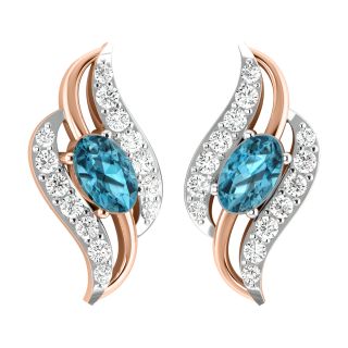 Nicole Blue Stone Diamond Stud Earrings