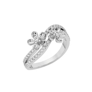 Inter Cross Flower Engagement Ring