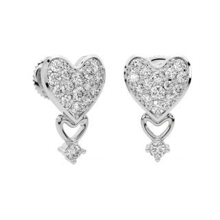 Loving Heart Drop Stud Earrings