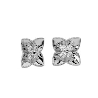 Bright Flower Diamond Stud Earrings